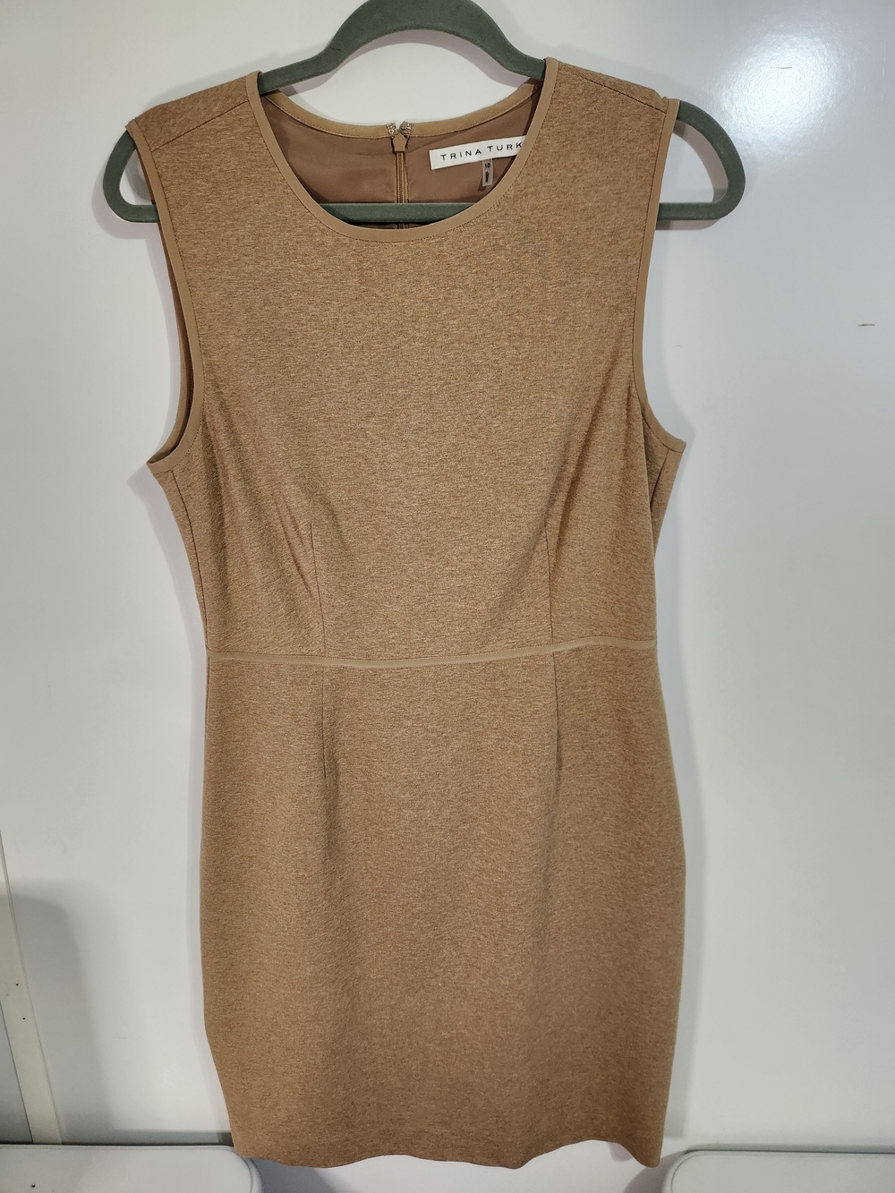 Trina Turk Sleeveless Camel Sheath Dress, Size 10